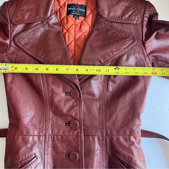 Vintage Merlot Leather Blazer Jacket•Sz XS - Picture 8 of 11